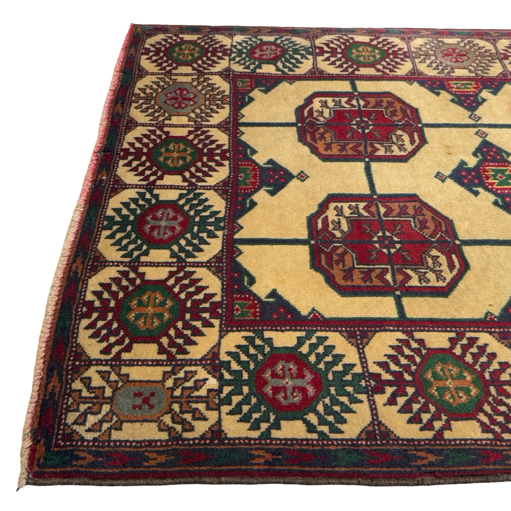 195 x 100 cm Hand Knotted Afghan Bokhara Design Baluch Rug