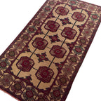 195 x 100 cm Hand Knotted Afghan Bokhara Design Baluch Rug
