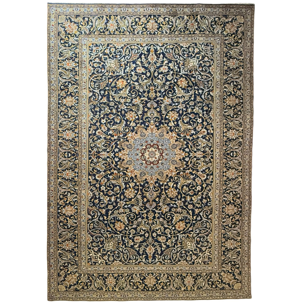 343 x 230 cm Persian Handmade Mashad Rug – Classic Medallion Design
