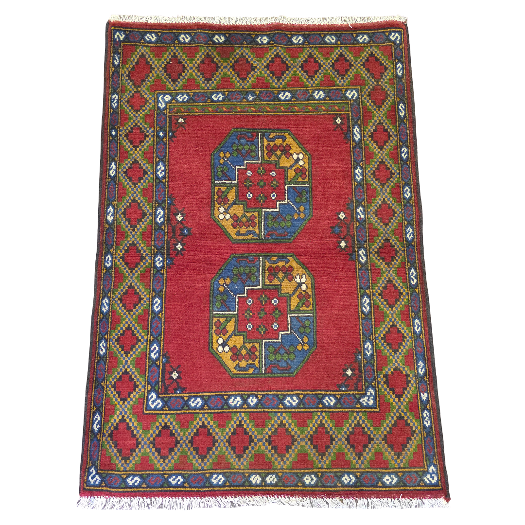149 x 100 cm Hand Knotted Red Afghan Akche Bokhara – Wool Rug