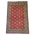 150 x 100 cm Hand Knotted Red Afghan Akche Bokhara – Wool Rug