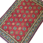 150 x 100 cm Hand Knotted Red Afghan Akche Bokhara – Wool Rug