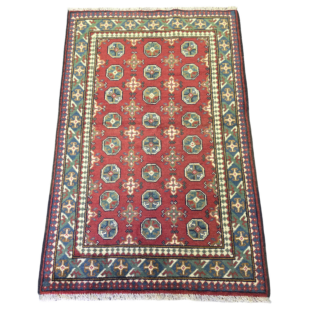 149 x 100 cm Hand Knotted Red Afghan Akche Bokhara – Wool Rug