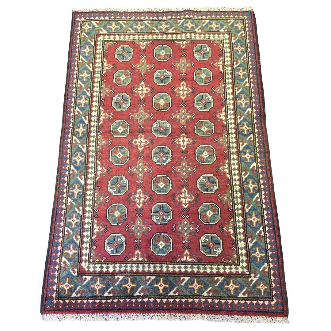 149 x 100 cm Hand Knotted Red Afghan Akche Bokhara – Wool Rug