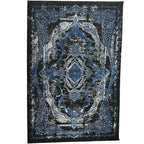 230 x 160 cm Black & Blue Distressed Medallion Persian Style Rug