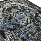 230 x 160 cm Black & Blue Distressed Medallion Persian Style Rug