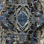 230 x 160 cm Black & Blue Distressed Medallion Persian Style Rug