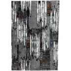 230 x 160 cm Abstract Black Grey Multi Pattern Turkish Rug