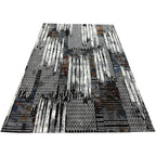 230 x 160 cm Abstract Black Grey Multi Pattern Turkish Rug