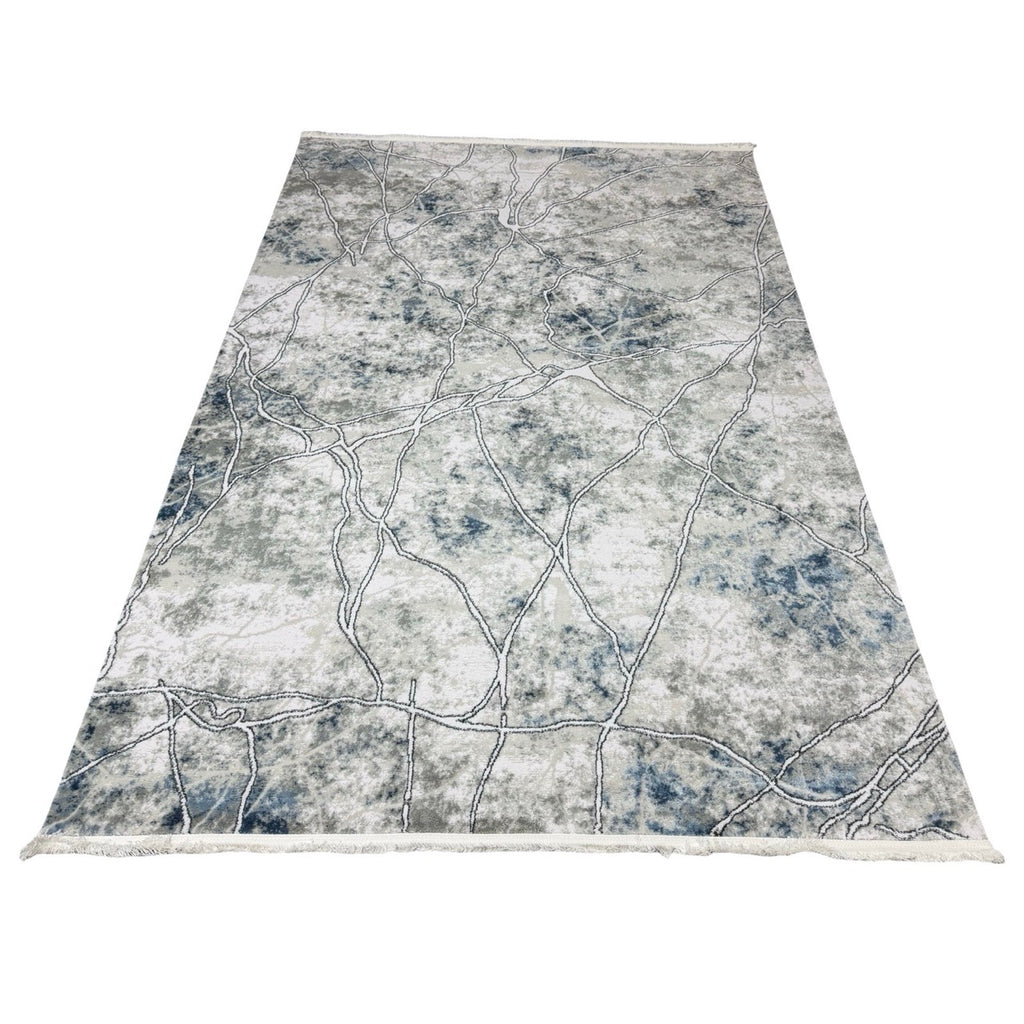 230 x 160 cm Grey Blue Abstract Vein Pattern Turkish Rug
