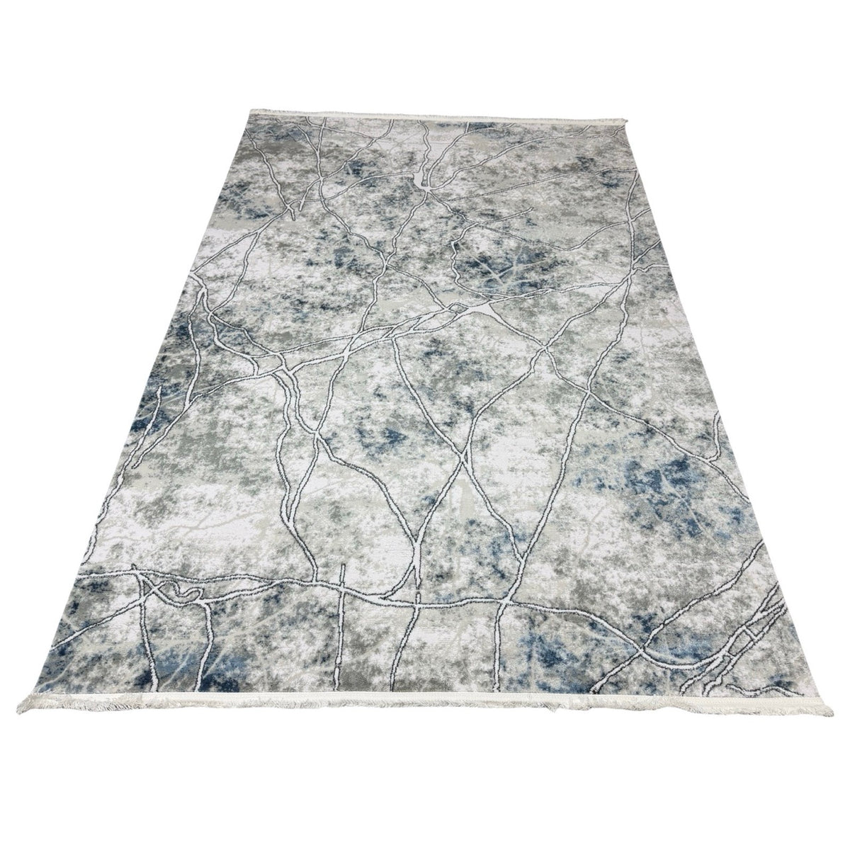 230 x 160 cm Grey Blue Abstract Vein Pattern Turkish Rug