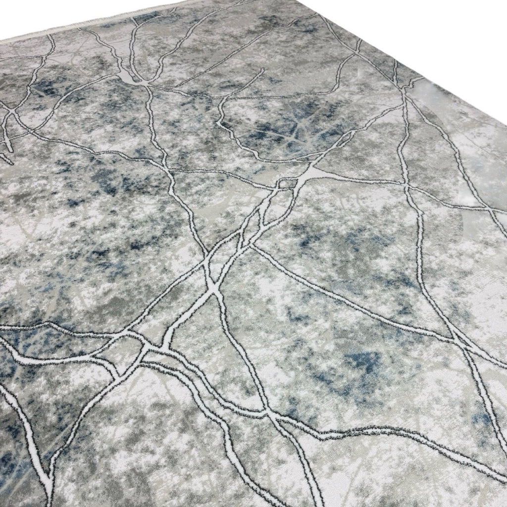 230 x 160 cm Grey Blue Abstract Vein Pattern Turkish Rug