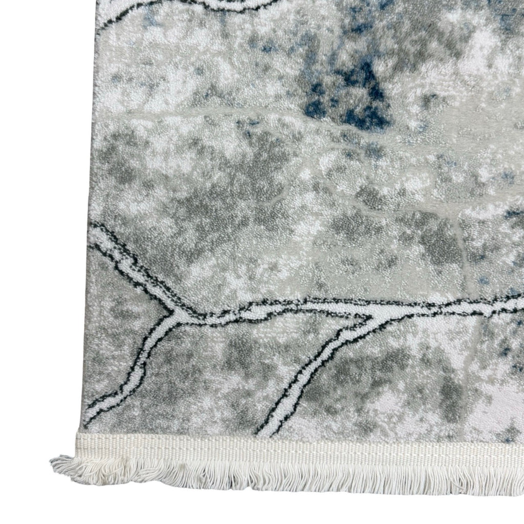 230 x 160 cm Grey Blue Abstract Vein Pattern Turkish Rug