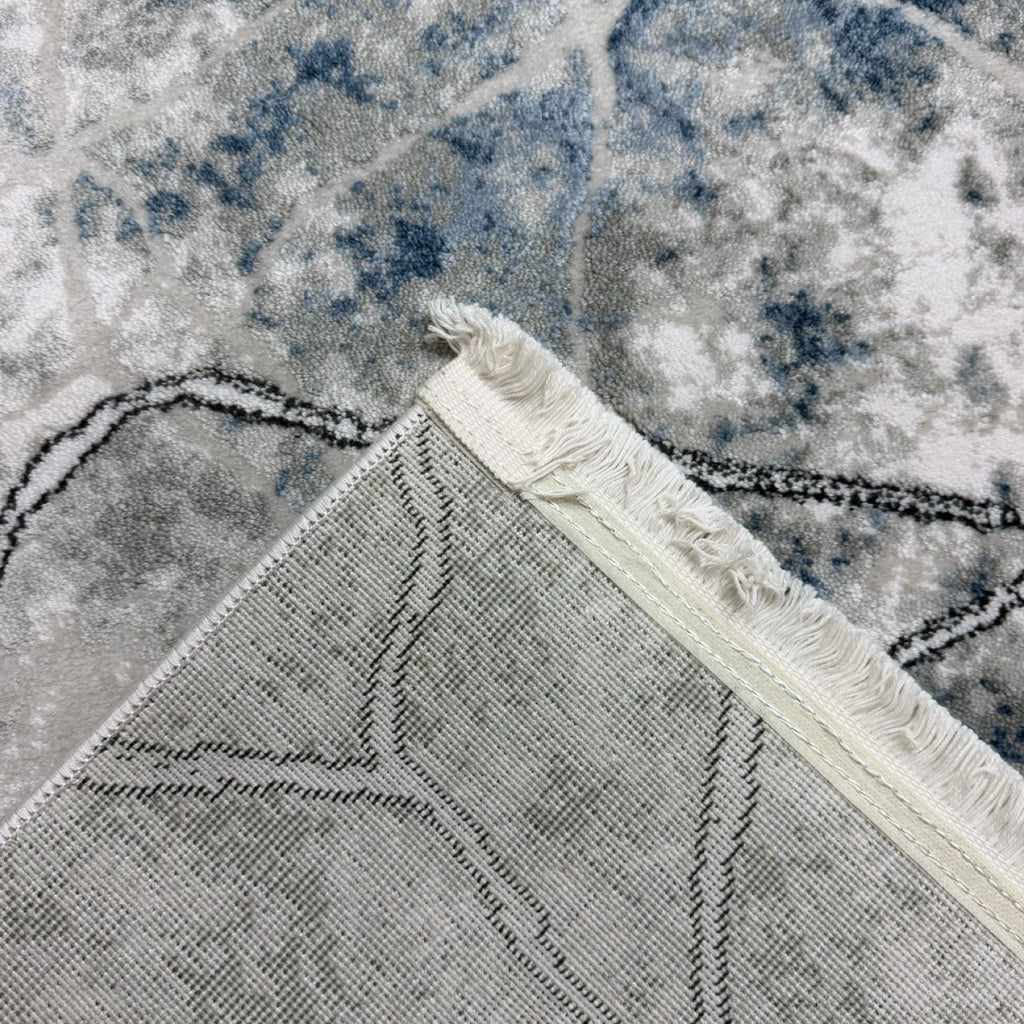 230 x 160 cm Grey Blue Abstract Vein Pattern Turkish Rug