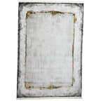 230 x 160 cm Grey White Abstract Border Turkish Rug