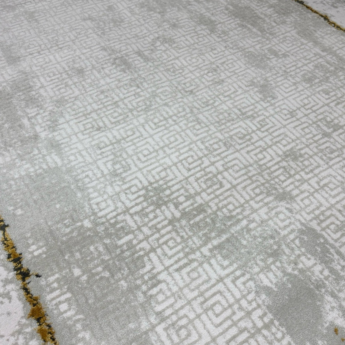 230 x 160 cm Grey White Abstract Border Turkish Rug