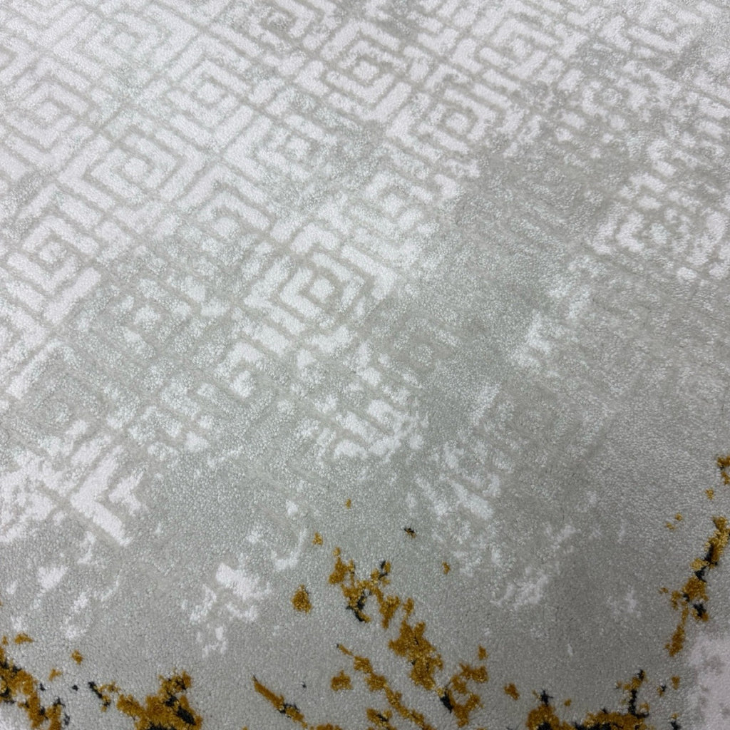 230 x 160 cm Grey White Abstract Border Turkish Rug