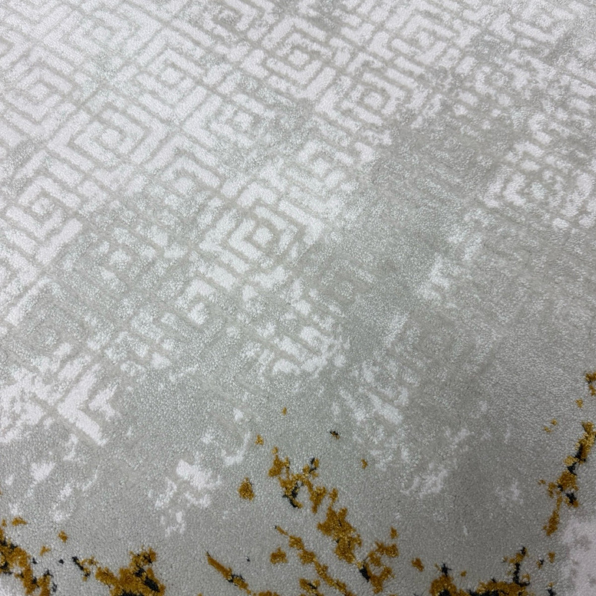 230 x 160 cm Grey White Abstract Border Turkish Rug