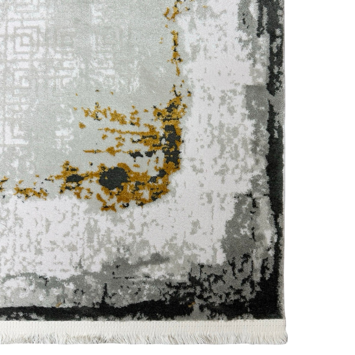 230 x 160 cm Grey White Abstract Border Turkish Rug