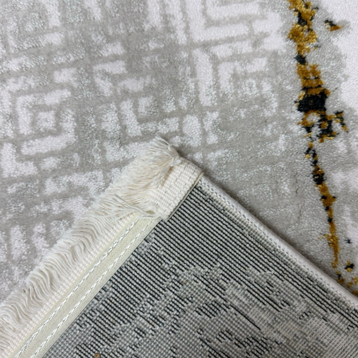 230 x 160 cm Grey White Abstract Border Turkish Rug