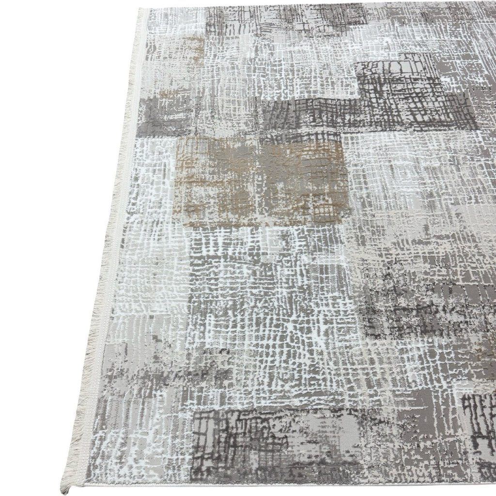 230 x 160 cm Grey Beige Textured Abstract Turkish Rug