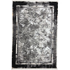 230 x 160 cm Black Grey Marble Border Abstract Rug