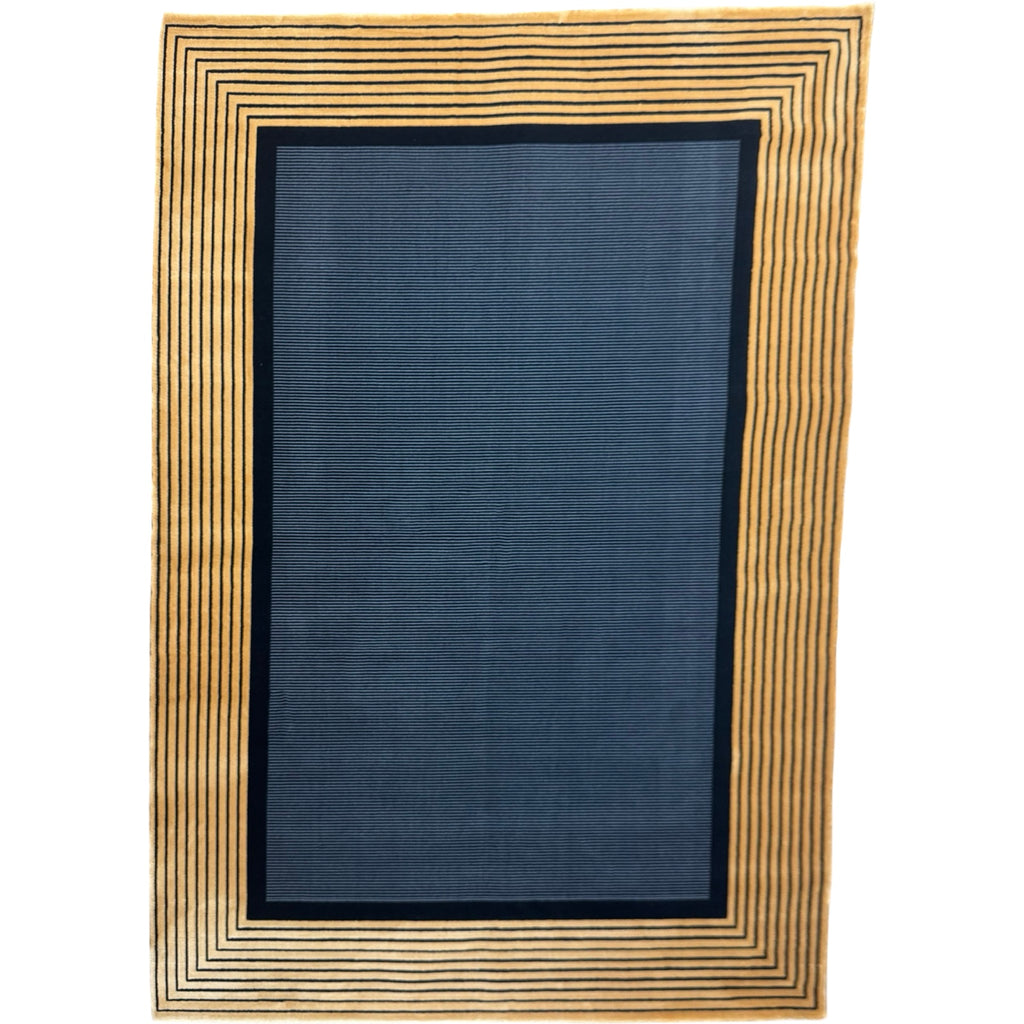 230 x 160 cm Minimal Black & Gold Border Panel Turkish Rug