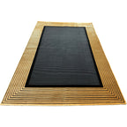 230 x 160 cm Minimal Black & Gold Border Panel Turkish Rug