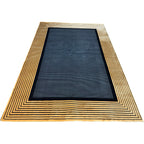 230 x 160 cm Minimal Black & Gold Border Panel Turkish Rug