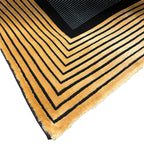 230 x 160 cm Minimal Black & Gold Border Panel Turkish Rug