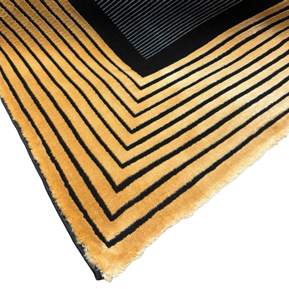 230 x 160 cm Minimal Black & Gold Border Panel Turkish Rug