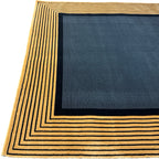 230 x 160 cm Minimal Black & Gold Border Panel Turkish Rug