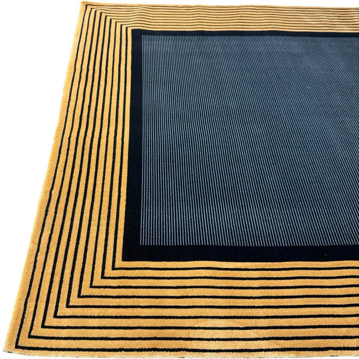 230 x 160 cm Minimal Black & Gold Border Panel Turkish Rug