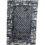 230 x 160 cm Modern Blue & Grey Geometric Panel Turkish Rug
