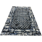 230 x 160 cm Modern Blue & Grey Geometric Panel Turkish Rug