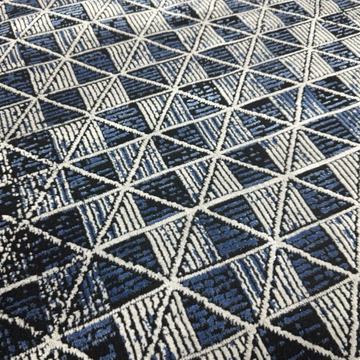 230 x 160 cm Modern Blue & Grey Geometric Panel Turkish Rug