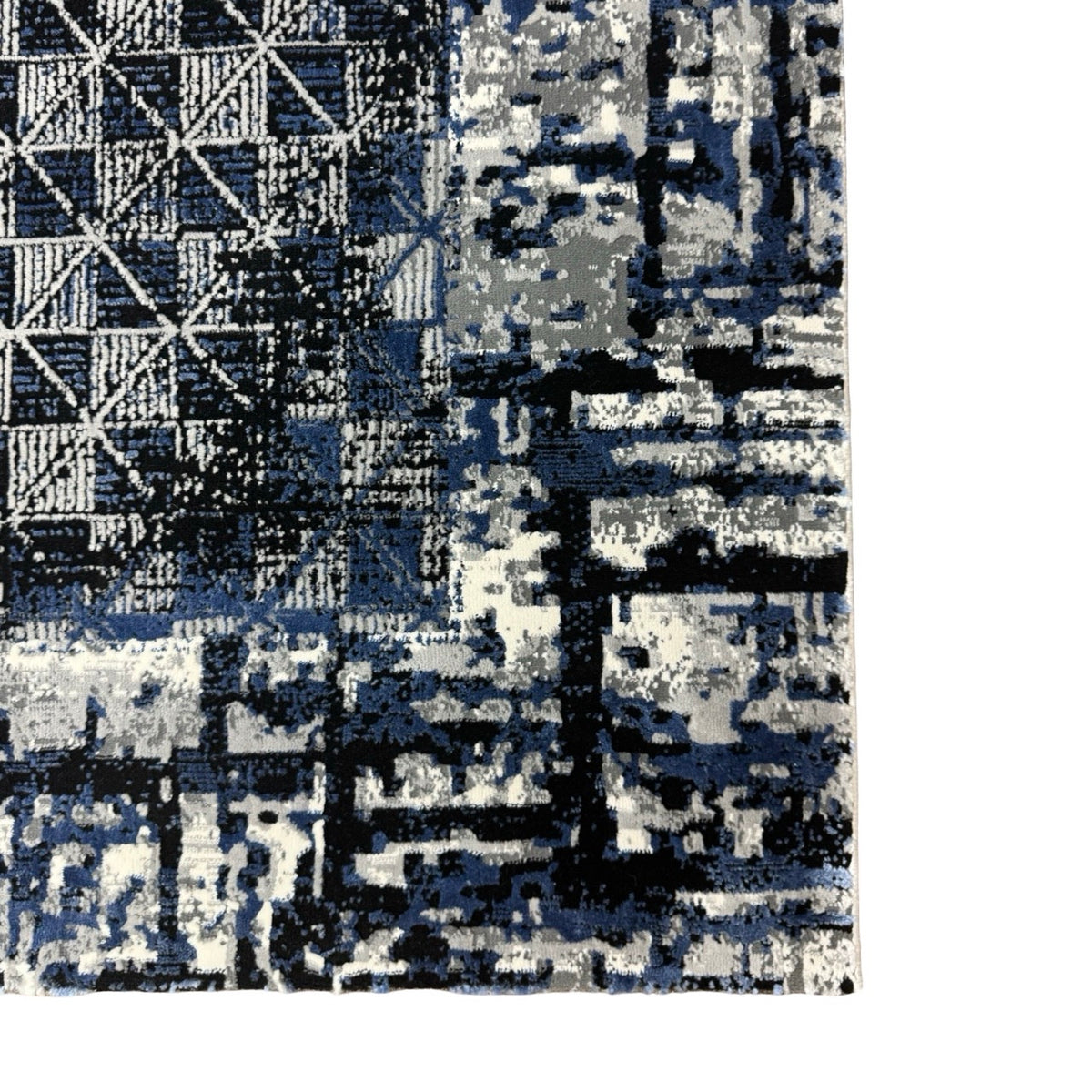 230 x 160 cm Modern Blue & Grey Geometric Panel Turkish Rug
