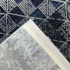 230 x 160 cm Modern Blue & Grey Geometric Panel Turkish Rug