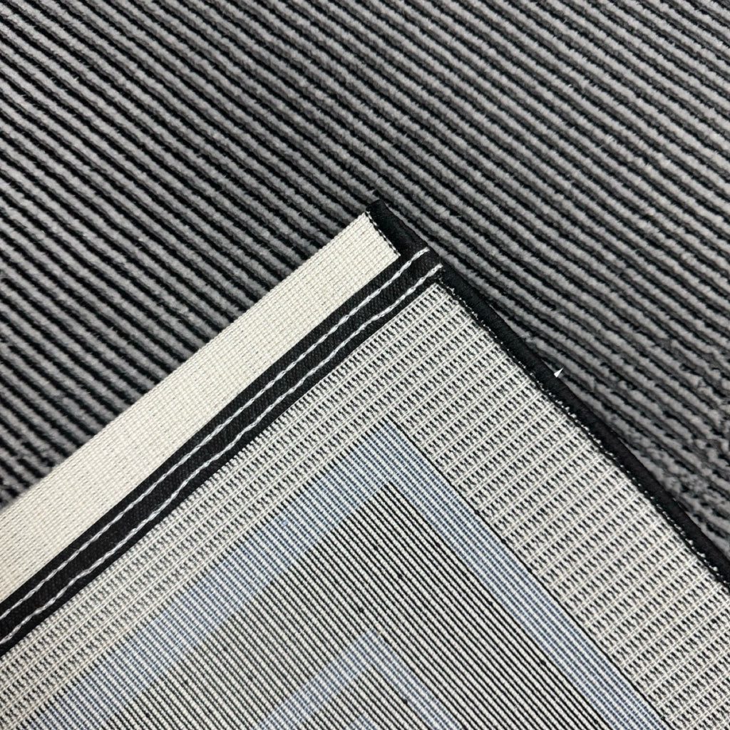 230 x 160 cm Modern Grey & Blue Framed Border Turkish Rug