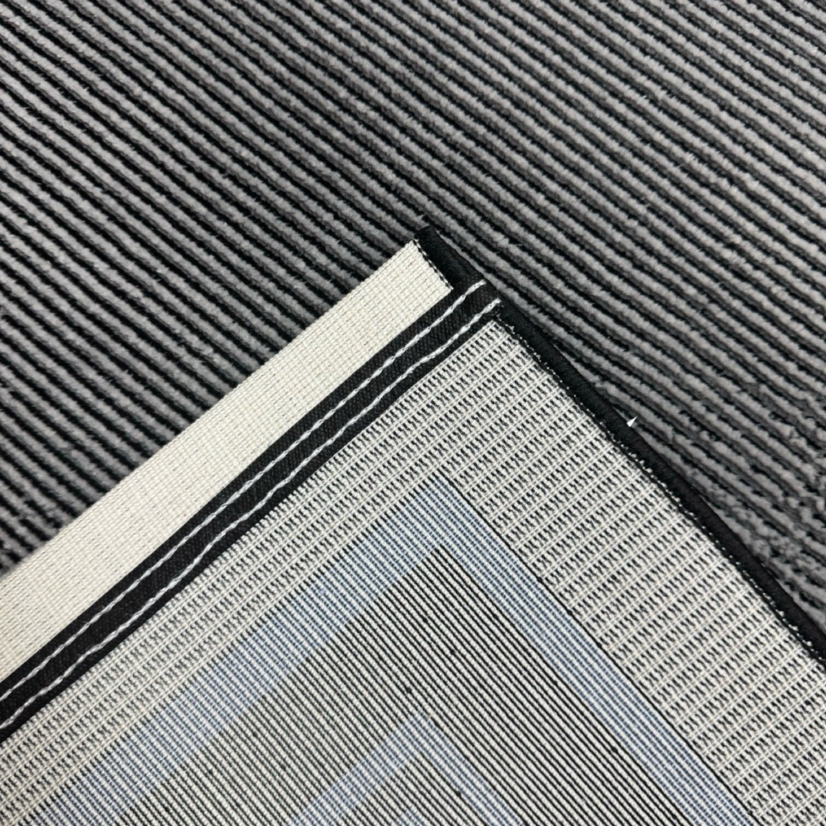 230 x 160 cm Modern Grey & Blue Framed Border Turkish Rug