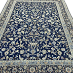427 x 315 cm Kashan Afshan Persian Rug – Hand Knotted Wool – Navy All-Over Design