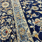 427 x 315 cm Kashan Afshan Persian Rug – Hand Knotted Wool – Navy All-Over Design