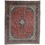 383 x 305 cm Hand Knotted Kashan Persian Rug – Red Medallion Design