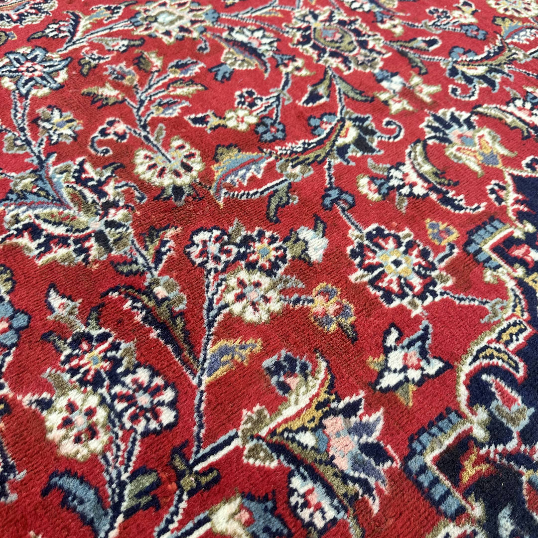 383 x 305 cm Hand Knotted Kashan Persian Rug – Red Medallion Design