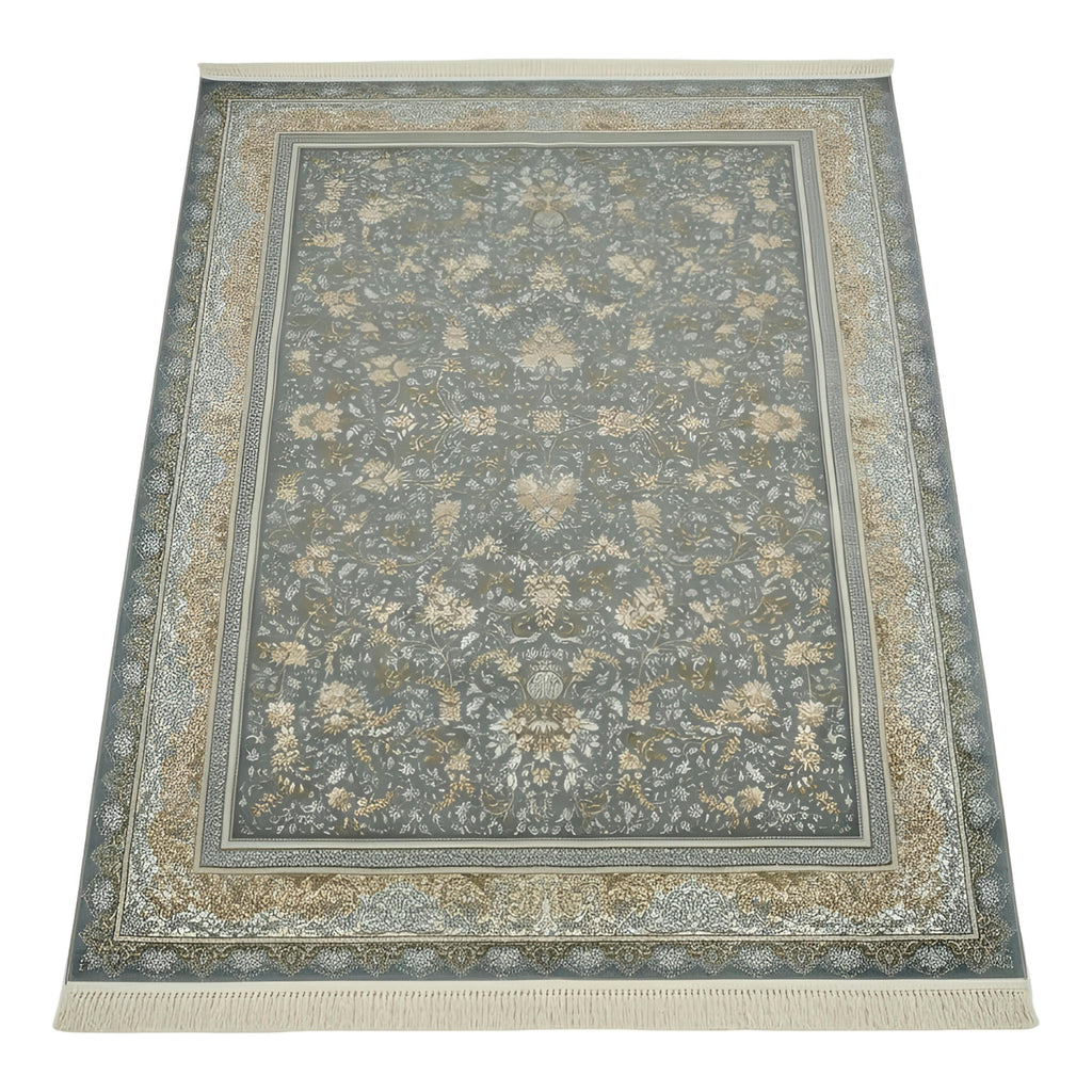 300 x 200 cm Machine-Made Persian Floral Grey & Gold Rug