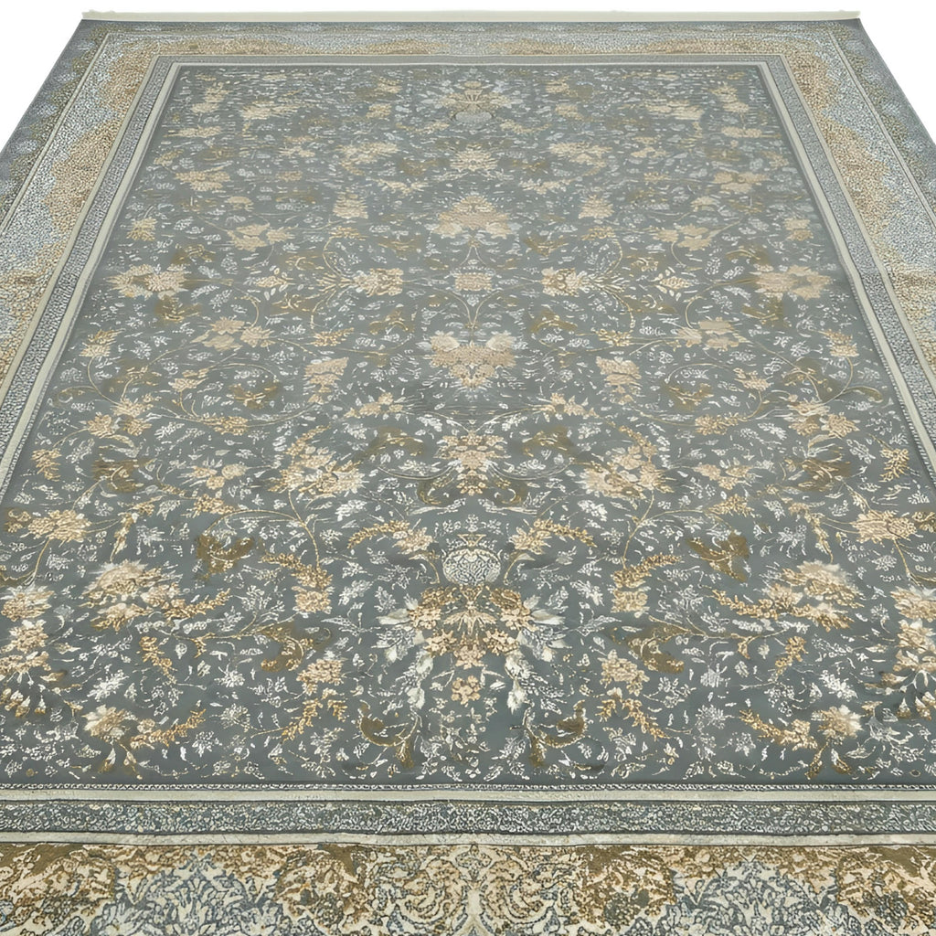 300 x 200 cm Machine-Made Persian Floral Grey & Gold Rug
