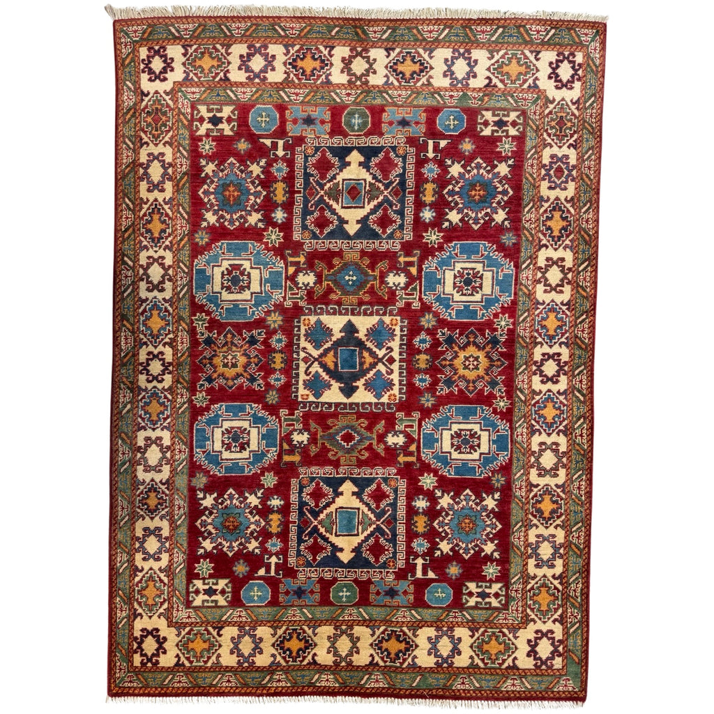 205 x 146 cm Hand Knotted Afghan Kazak – Wool Rug