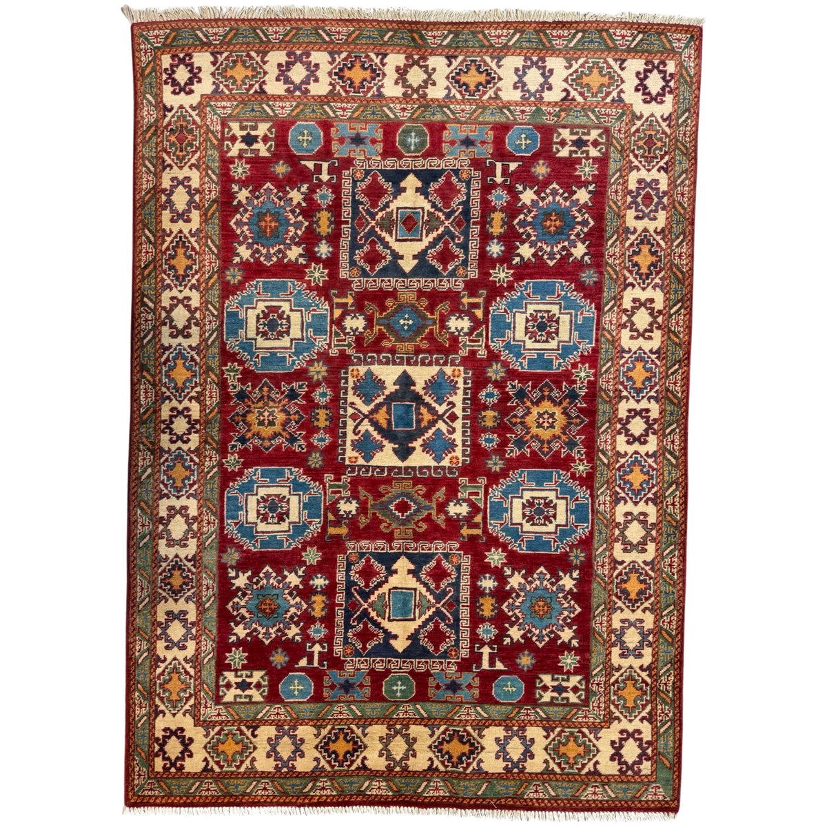 205 x 146 cm Hand Knotted Afghan Kazak – Wool Rug