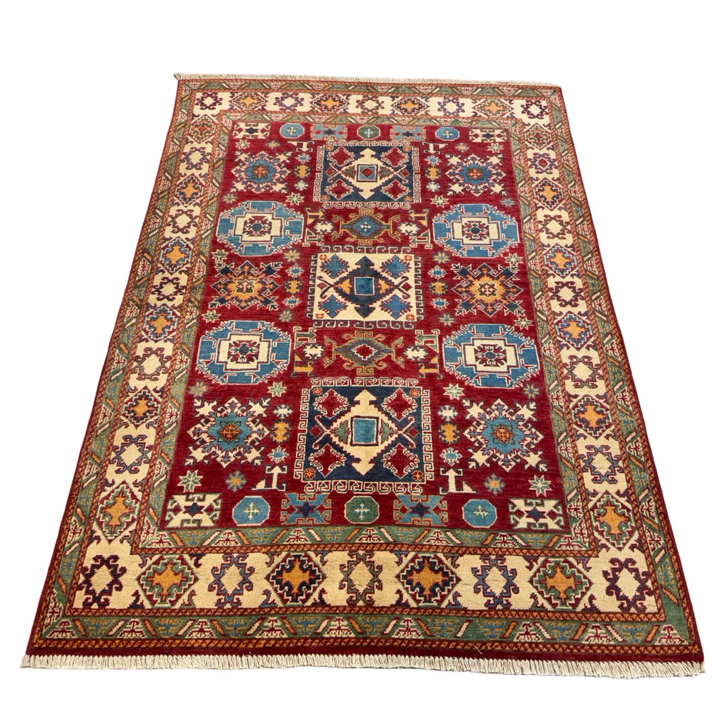205 x 146 cm Hand Knotted Afghan Kazak – Wool Rug