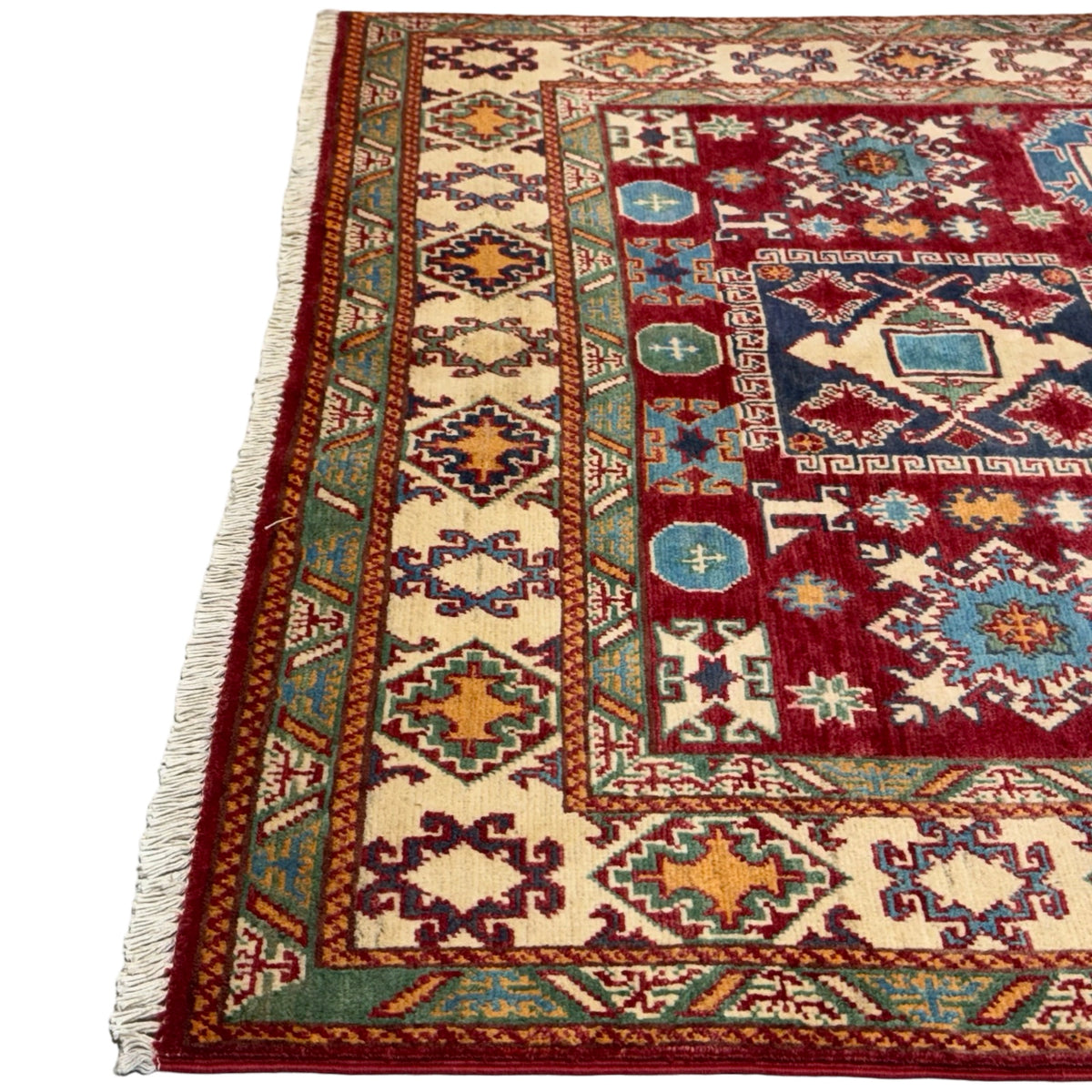 205 x 146 cm Hand Knotted Afghan Kazak – Wool Rug